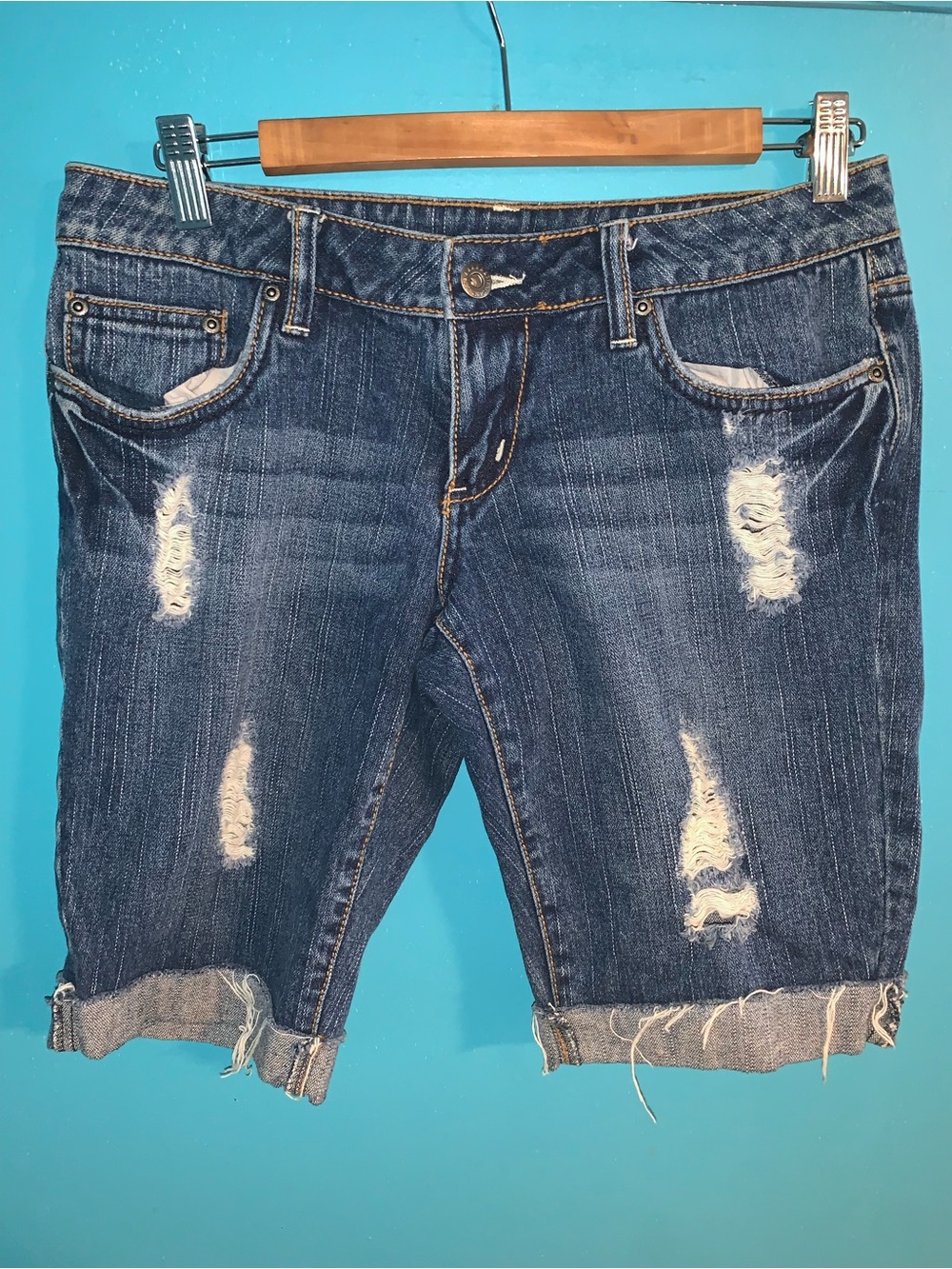 725 Originals Dark Blue Distressed Denim Shorts